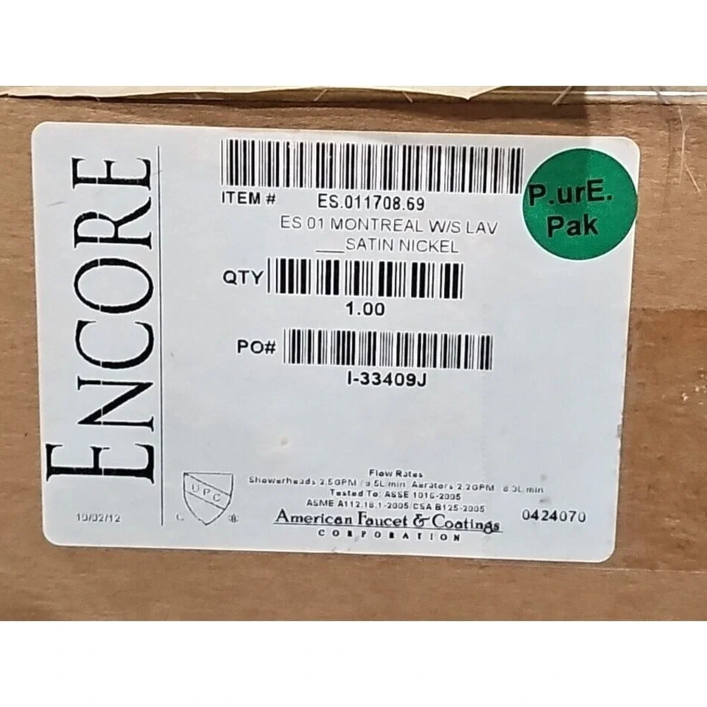 Encore Es 01 Montreal W/S Lavatory‎ Satin Nickel Bathroom faucet